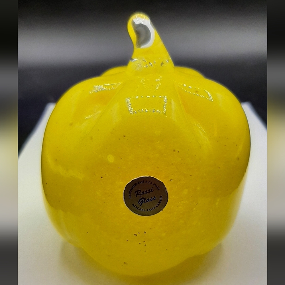 Vintage Rossi Glass Yellow Squash Signed Maria Hand Blown Canada Glass